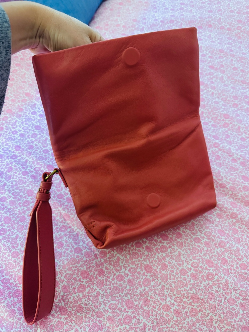 J. Crew Leather Fold-Over Wristlet Clutch - Picture 3 of 3